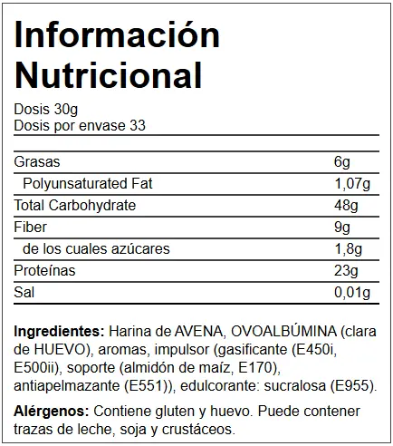 Quamtrax Protein Pancake - 1 Kg informacion nutricional