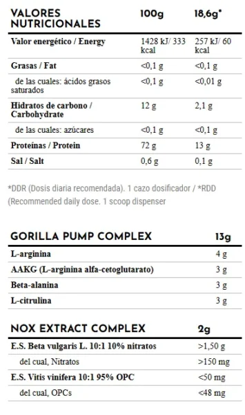 ZOOMAD LABS MOONSTRUCK II Zero - 540g valores nutricional es fruit fight